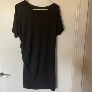 Solid black short sleeve dress